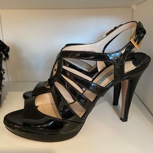 Prada Black Patent Leather Heels Sandals